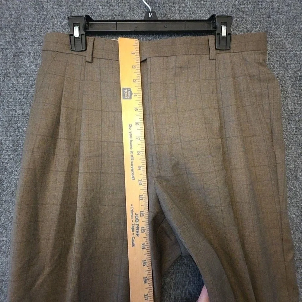 Pronto Uomo Suit Mens 40 34x29 Brown Wool Check 2 Piece Jacket Pants Formal